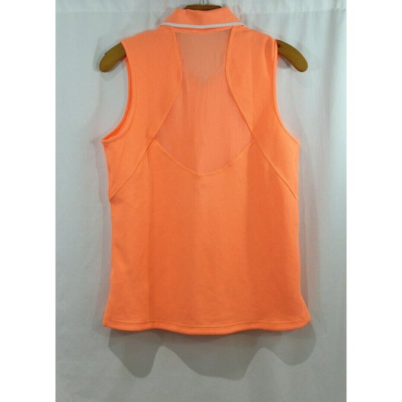 Athleta Womens Orange Sleeveless 1/4 Zipper Neck Mesh Back Top M - Picture 4 of 5